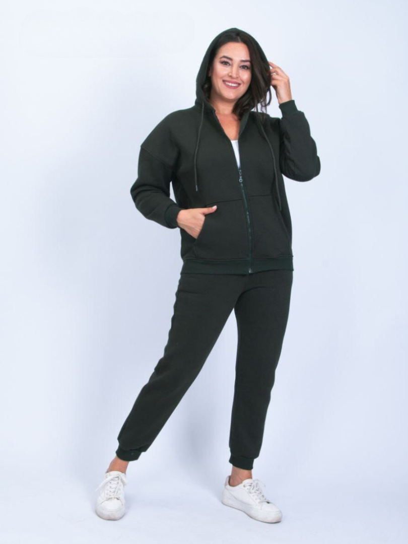 Costum sport unisex plus-size cu fleece