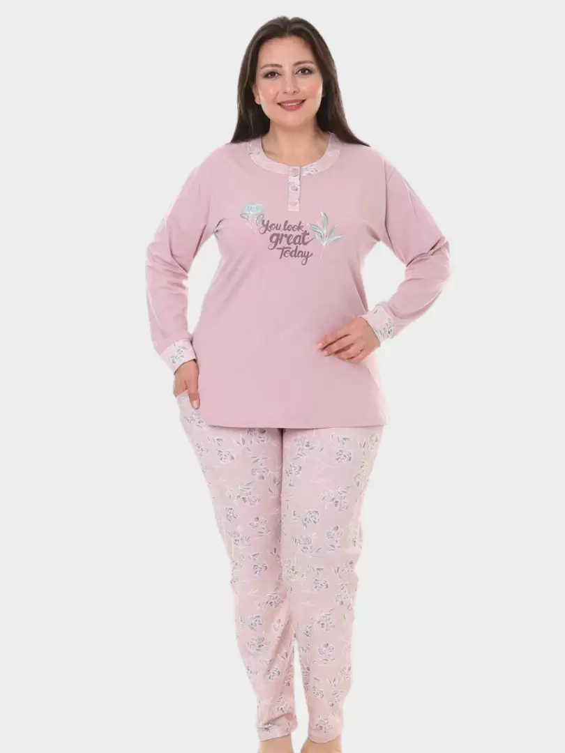 Pijama din bumbac cu imprimeu 6131