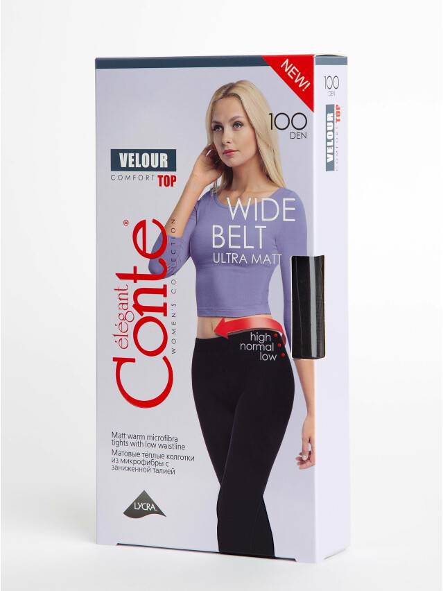 Dresuri Conte Velour Top Wide Belt 100 Den