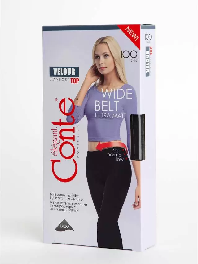 Dresuri Conte Velour Top Wide Belt 100 Den