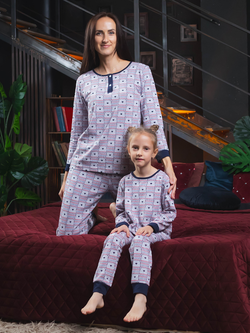 Pijama de bumbac cu imprimeu 41022-K