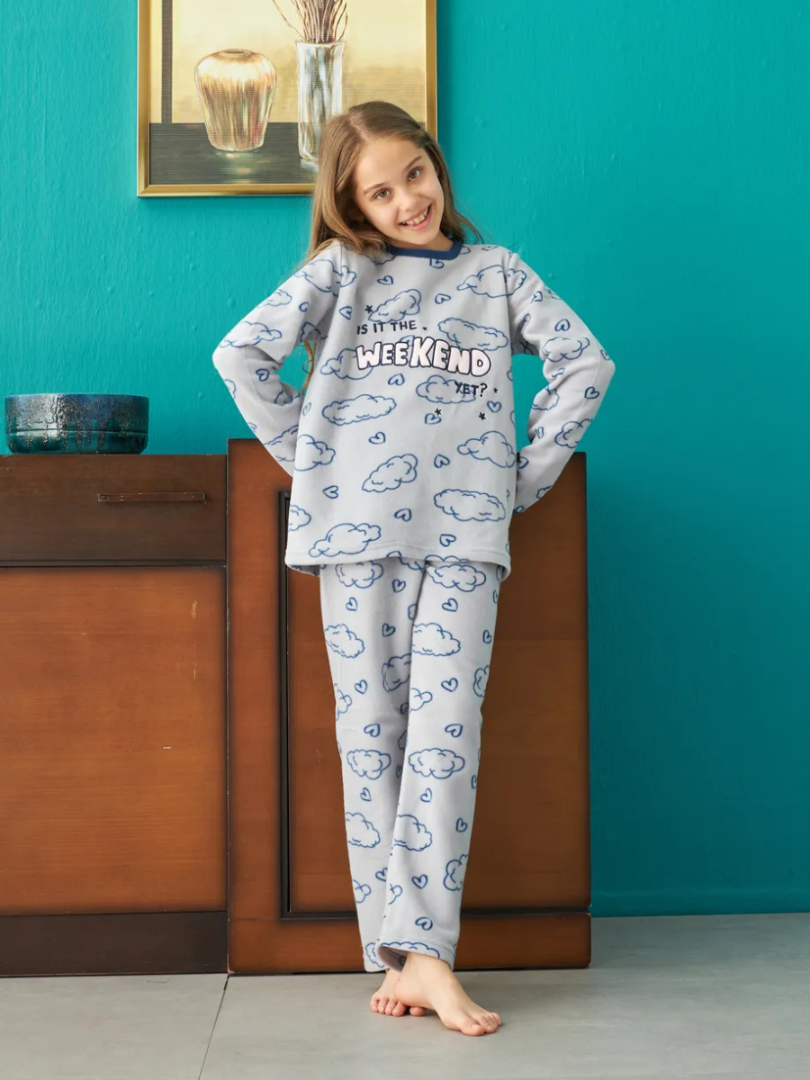 Pijama din fleece cu nourași 35059-K