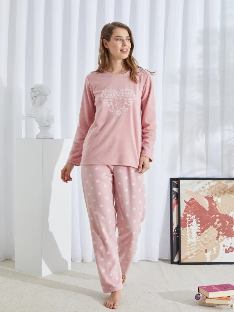 Pijama din fleece cu fulgi 23014-A