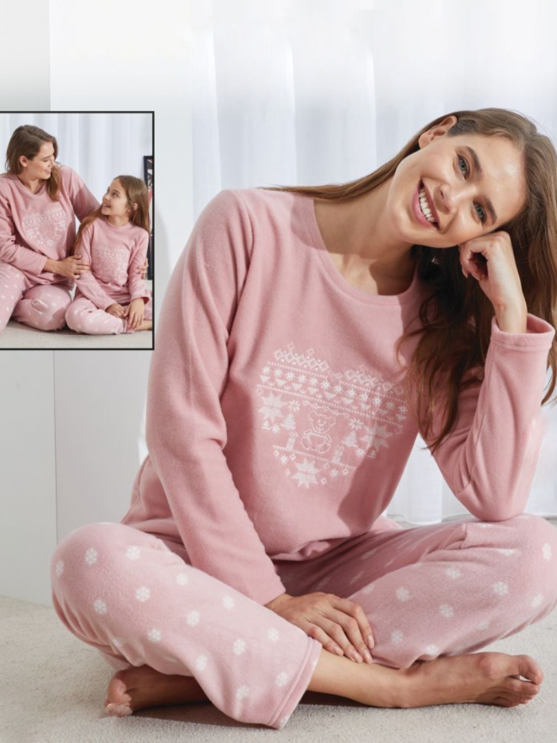 Pijama din fleece cu fulgi 23014-A