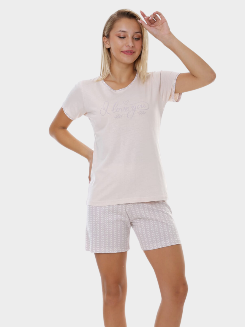 Pijama din modal cu tricou și pantaloni scurți 8062