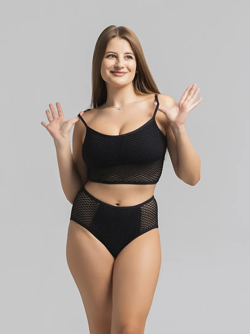 Costum de baie cu plasă tricotată pentru femei