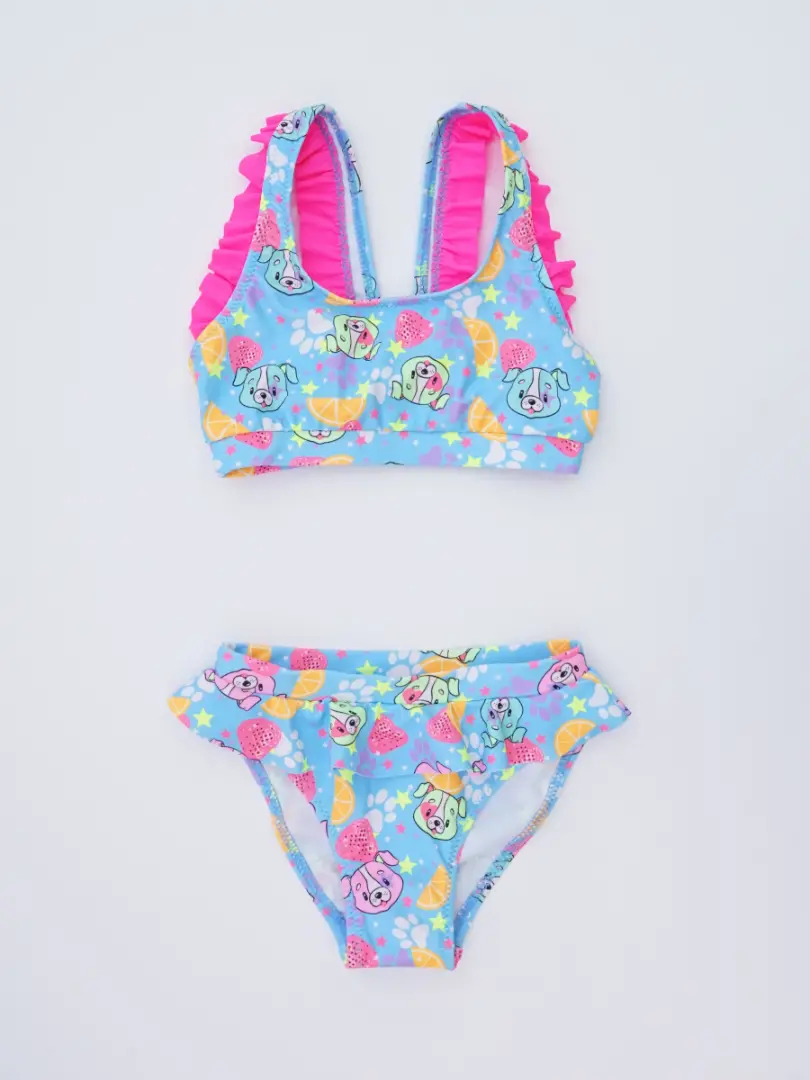 Costum de baie cu volanașe pentru fetițe