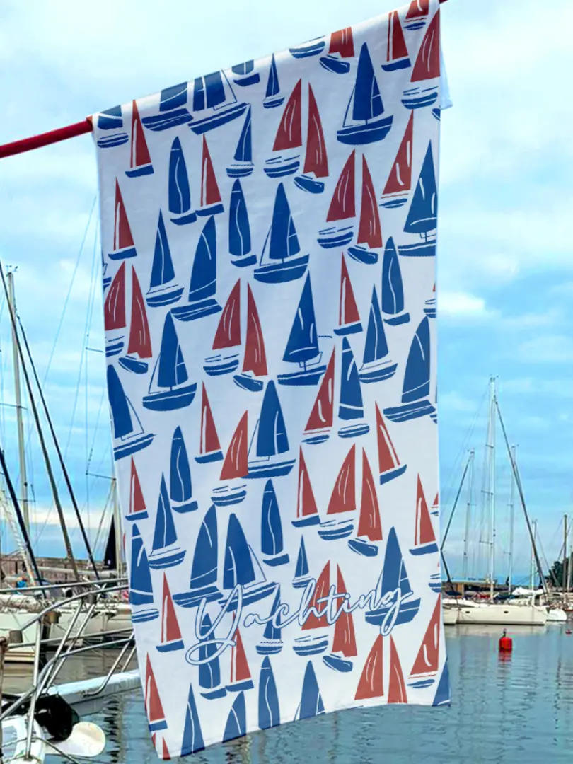 Prosop de plajă cu imprimeu cu corăbioare