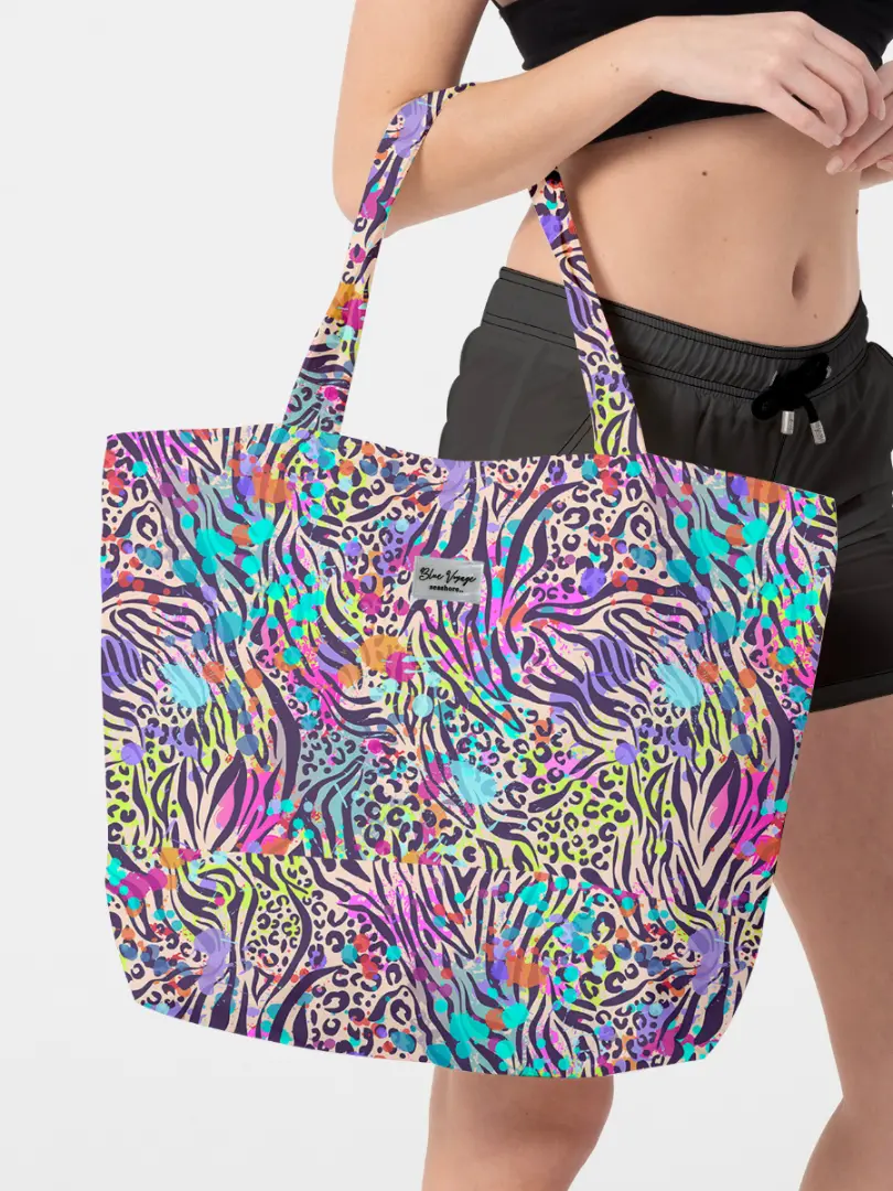 Geantă de plajă cu imprimeu colorat