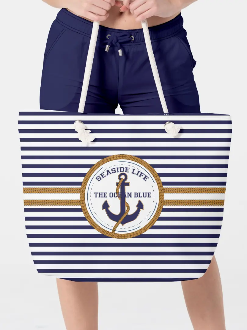 Geantă de plajă cu imprimeu marin