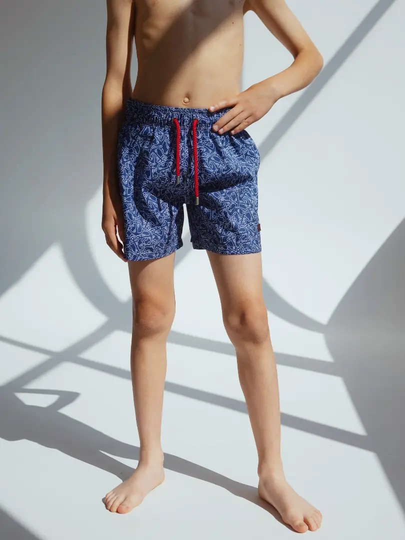 Șort de baie cu imprimeu marin pentru băieți