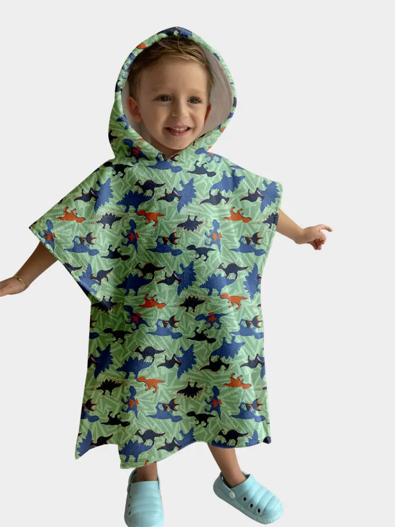 Prosop poncho cu dinozauri pentru copii