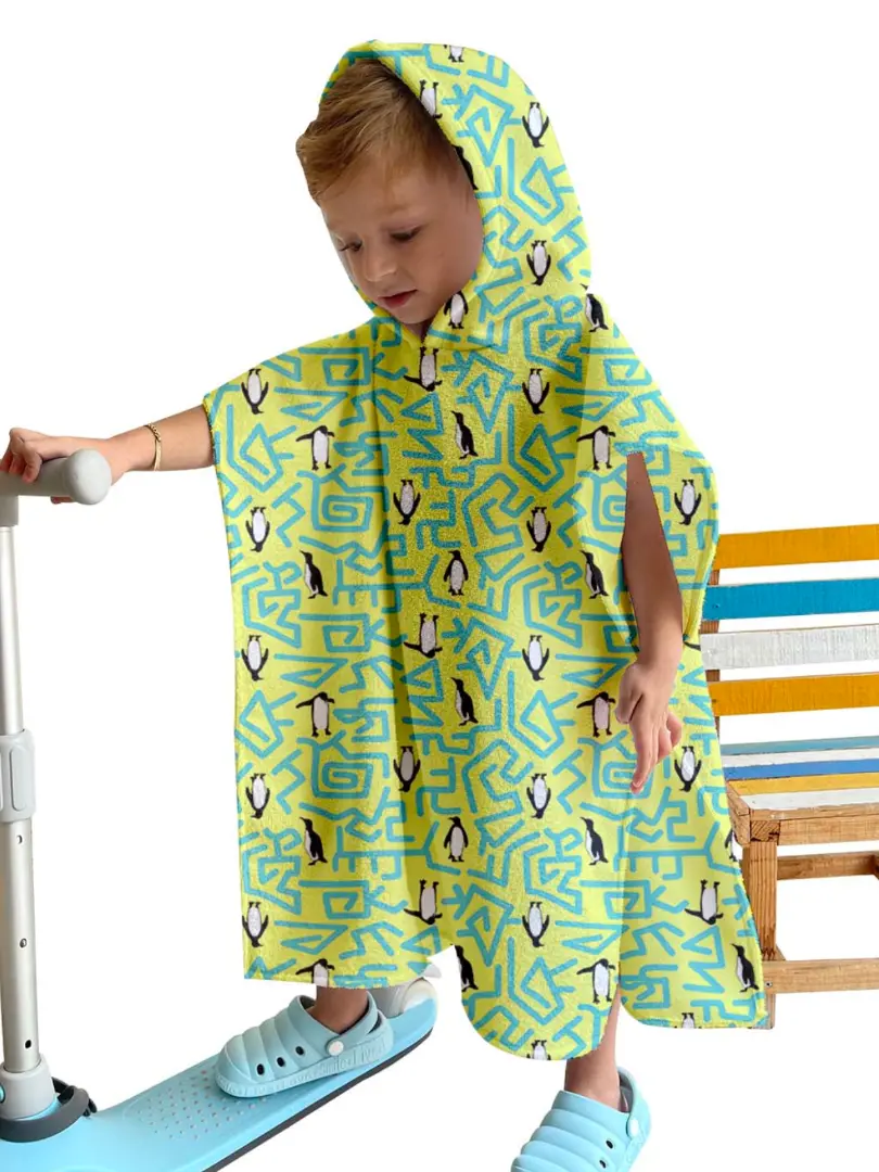 Prosop poncho cu imprimeu pentru copii