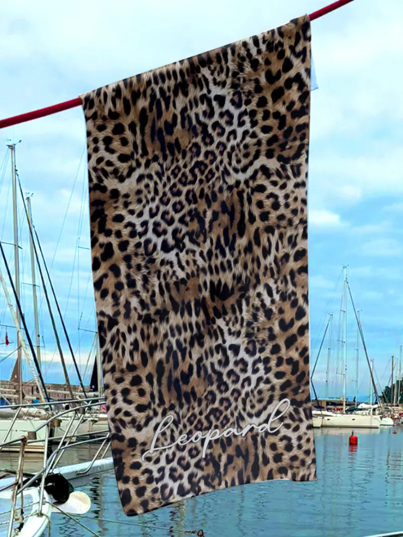 Prosop de plajă cu microfibră cu imprimeu leopard