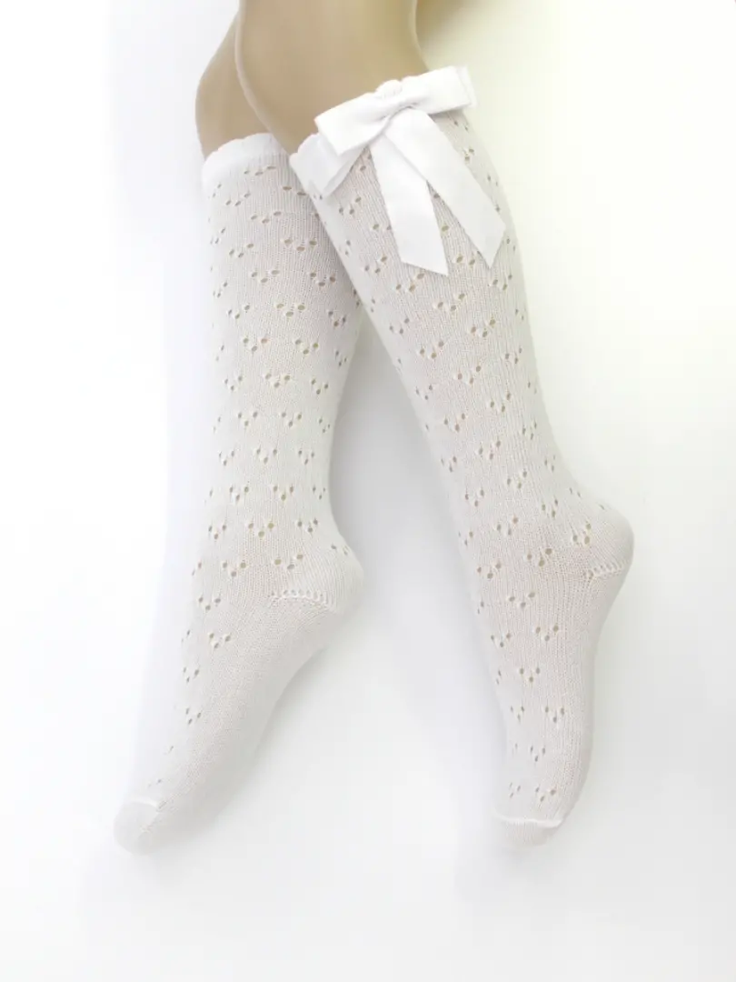 Șosete tricotate cu fundiță pentru școală