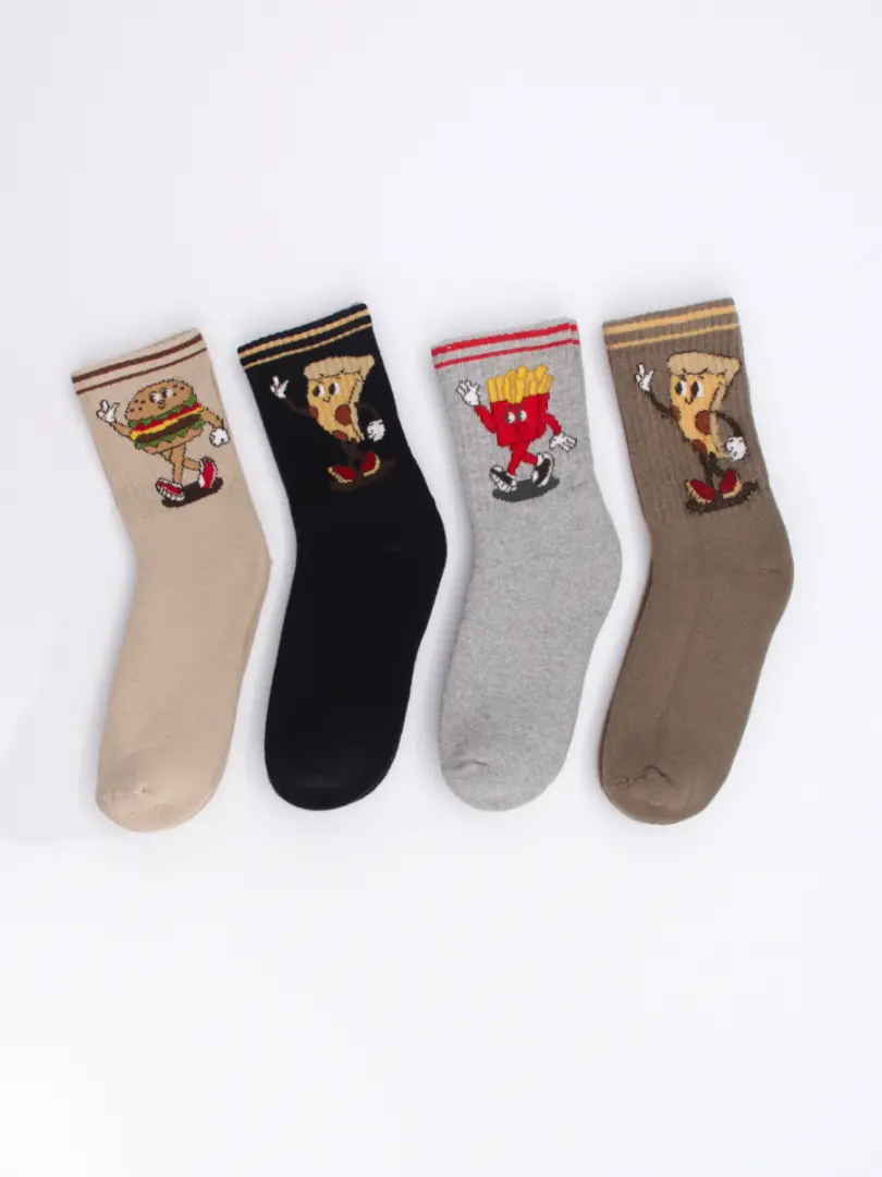 Șosete flaușate pentru copii – colecție Fast-Food jucăușă