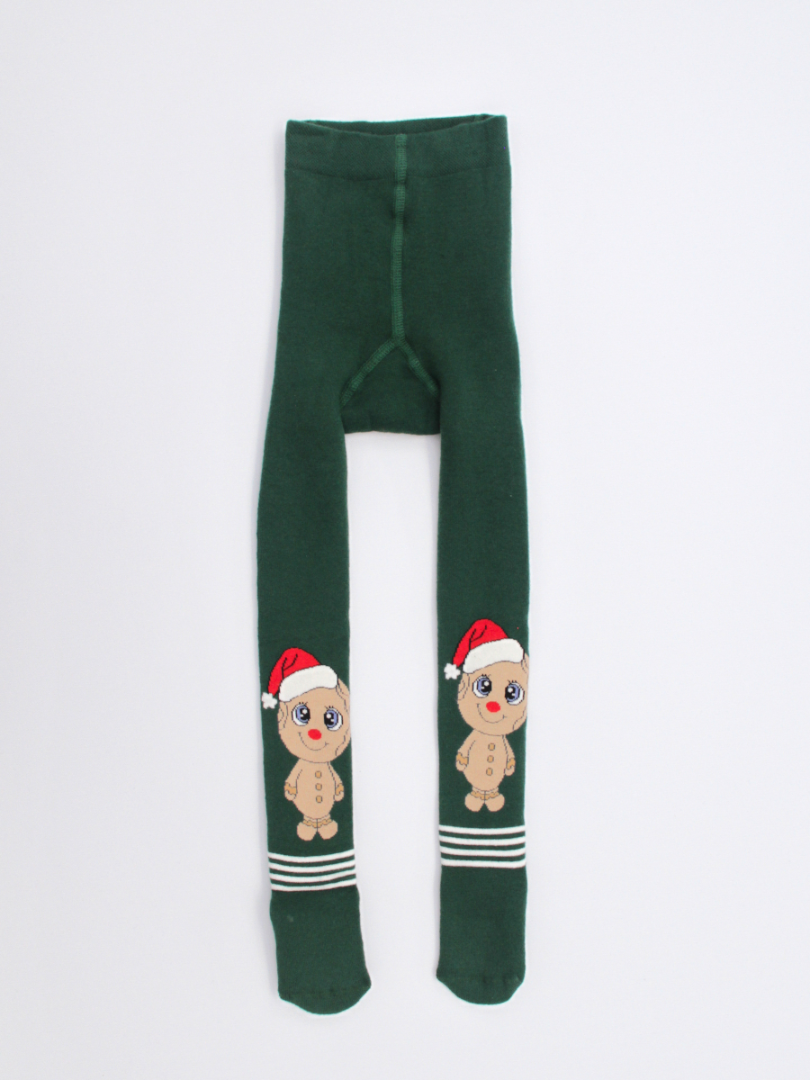 Детские махровые колготки с зимним принтом