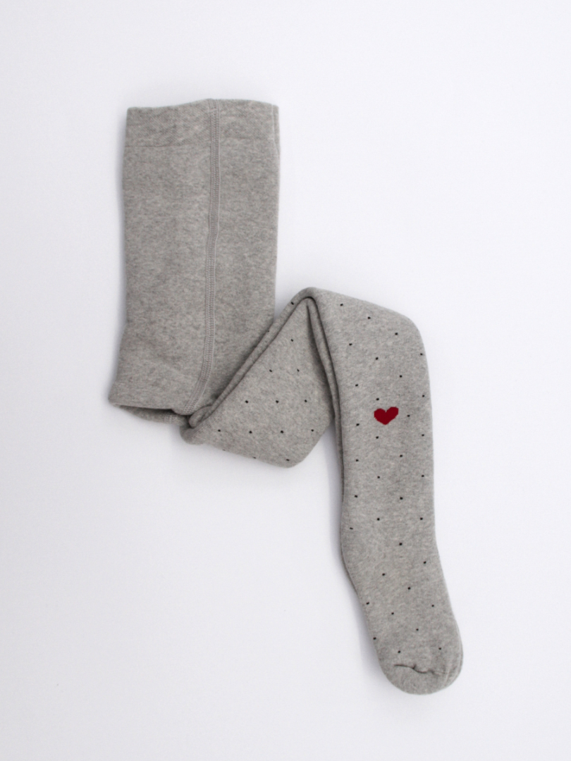 Махровые колготки с сердечком для девочек
