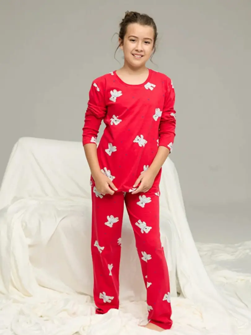 Pijama rosie cu ursuleți pentru copii