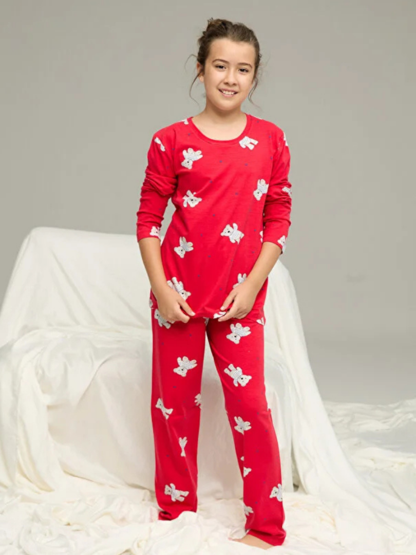 Красная пижама с мишками для детей