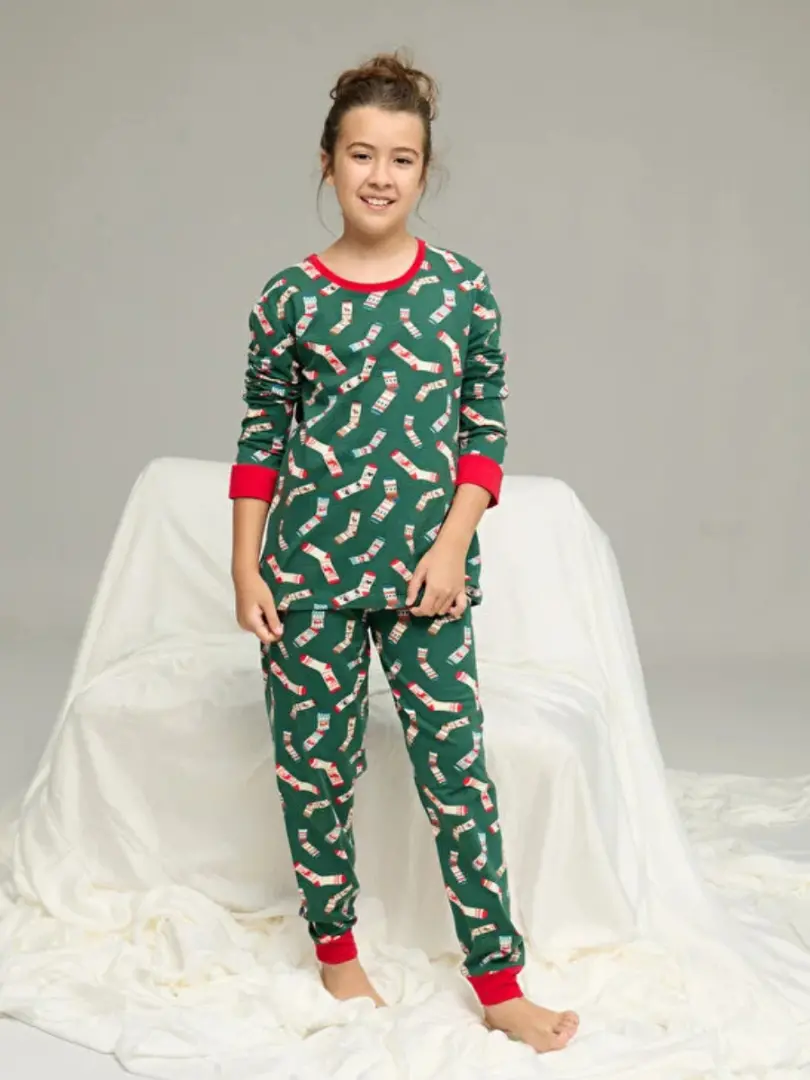 Pijama cu imprimeu de Crăciun pentru copii