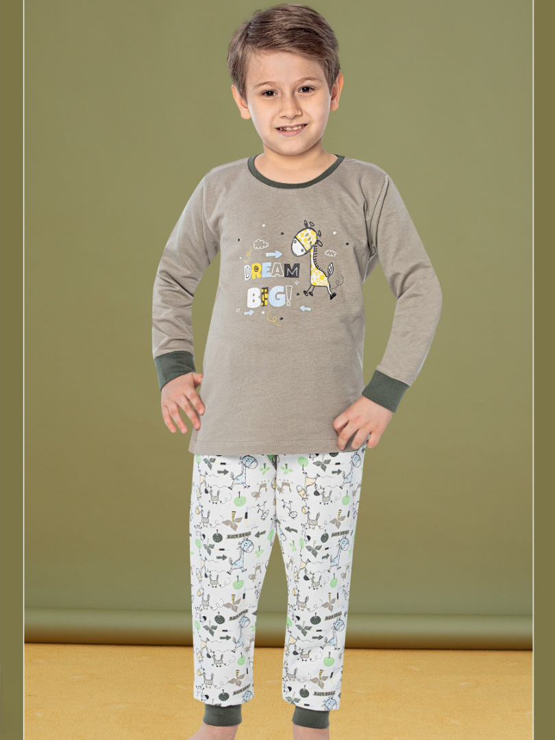 Pijama de bumbac cu fleece la interior