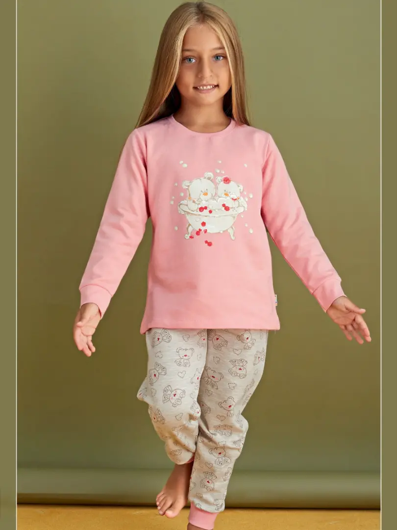 Pijama de bumbac cu fleece la interior