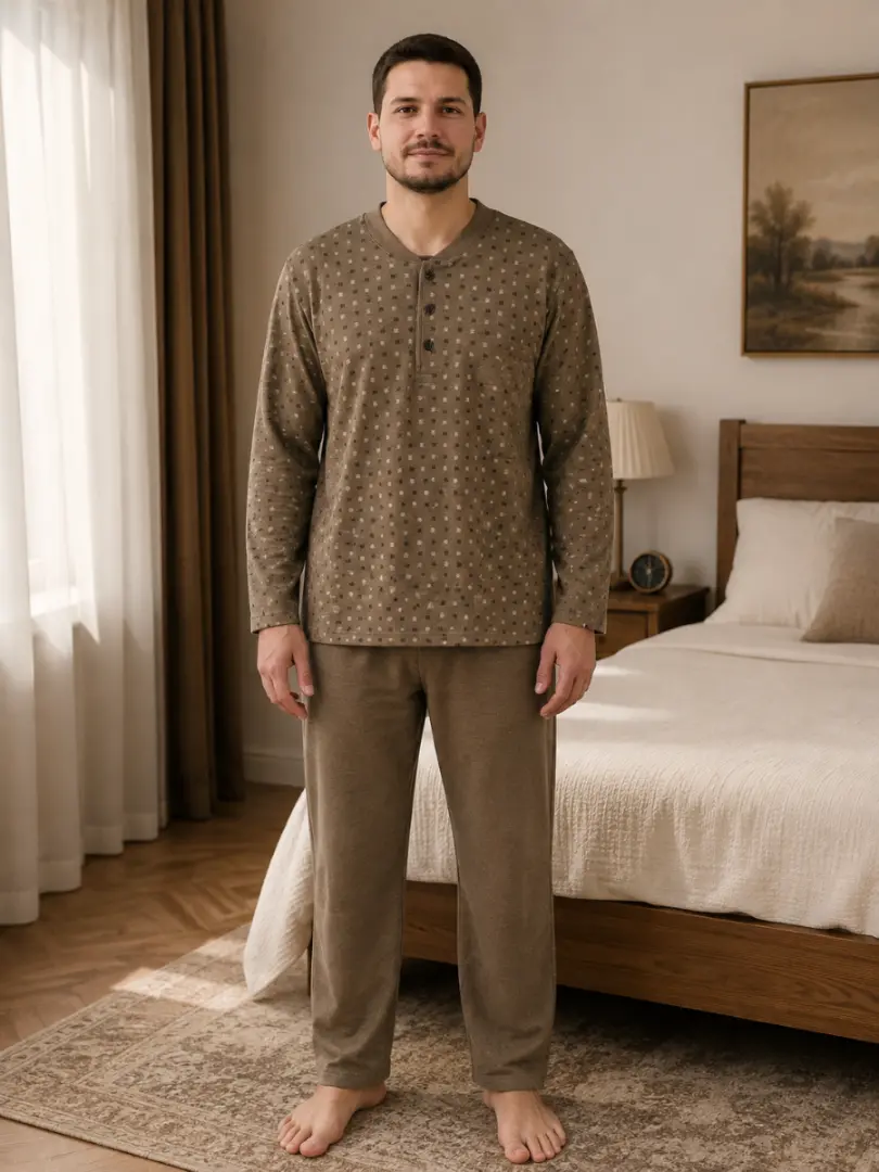 Pijama de bumbac cu fleece pentru bărbați