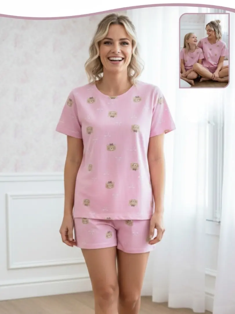 Pijama cu mâneci scurte din bumbac