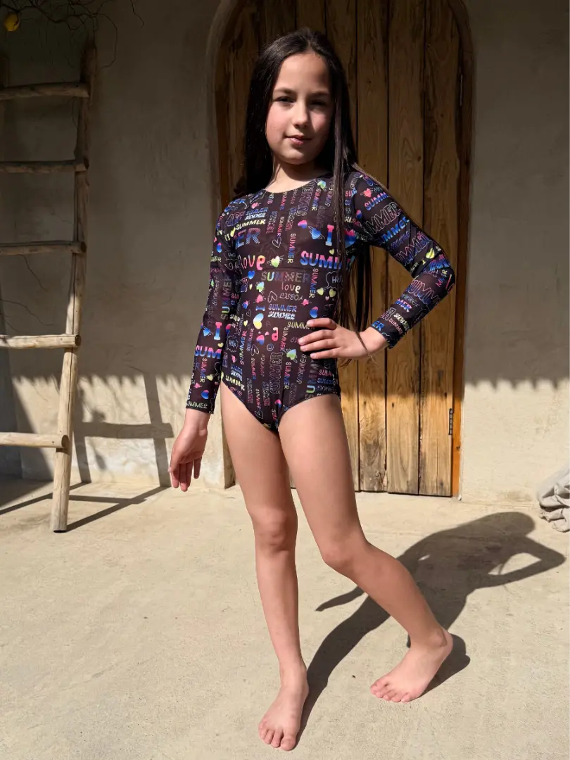 Costum de baie fetițe întreg cu protecție UV SPF35