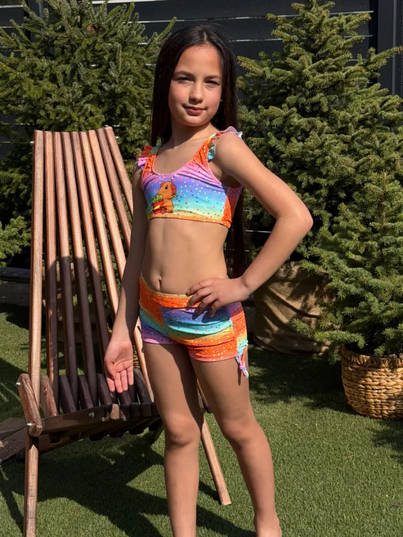 Costum de baie cu șorturi fetițe