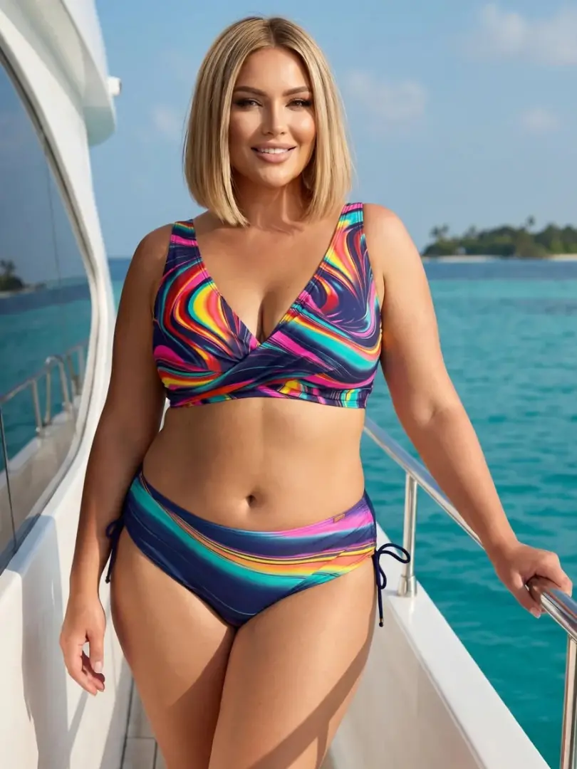 Costum de baie colorat mărimi mari