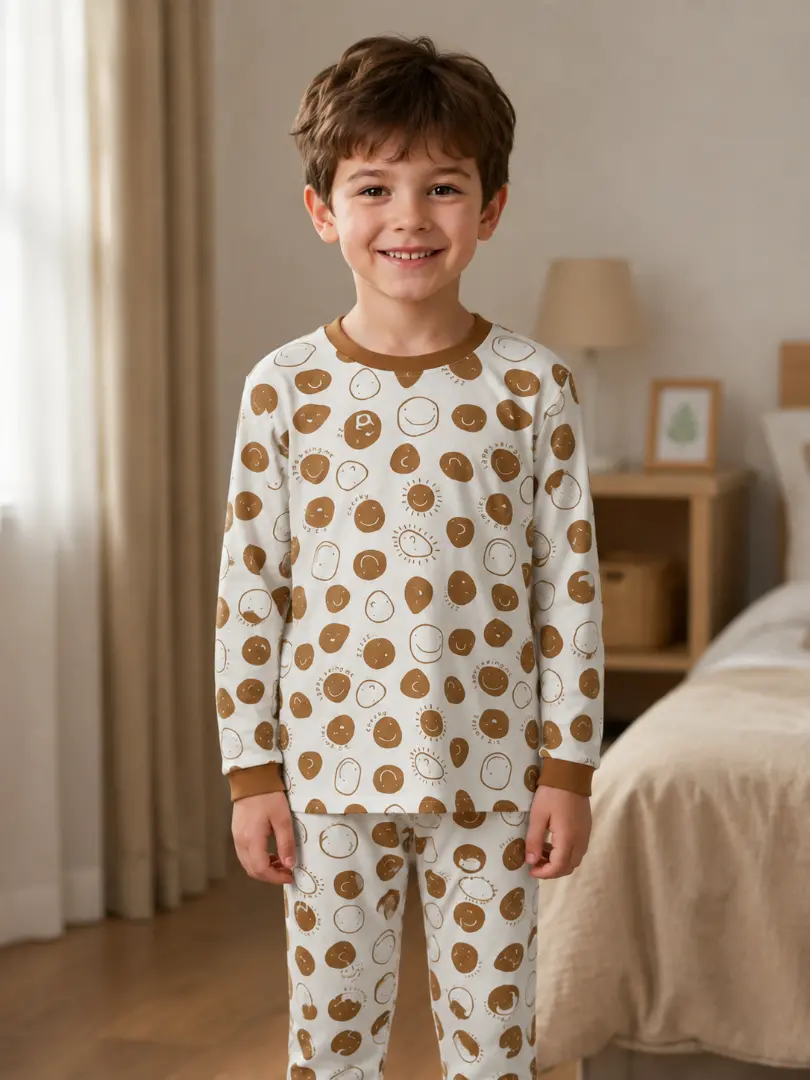 Pijama cu pantaloni din bumbac pentru băieței
