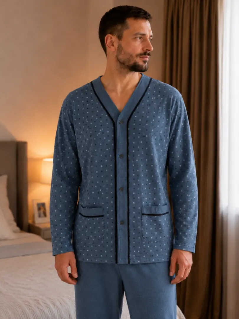 Pijama călduroasă pentru bărbați cu fleece la interior