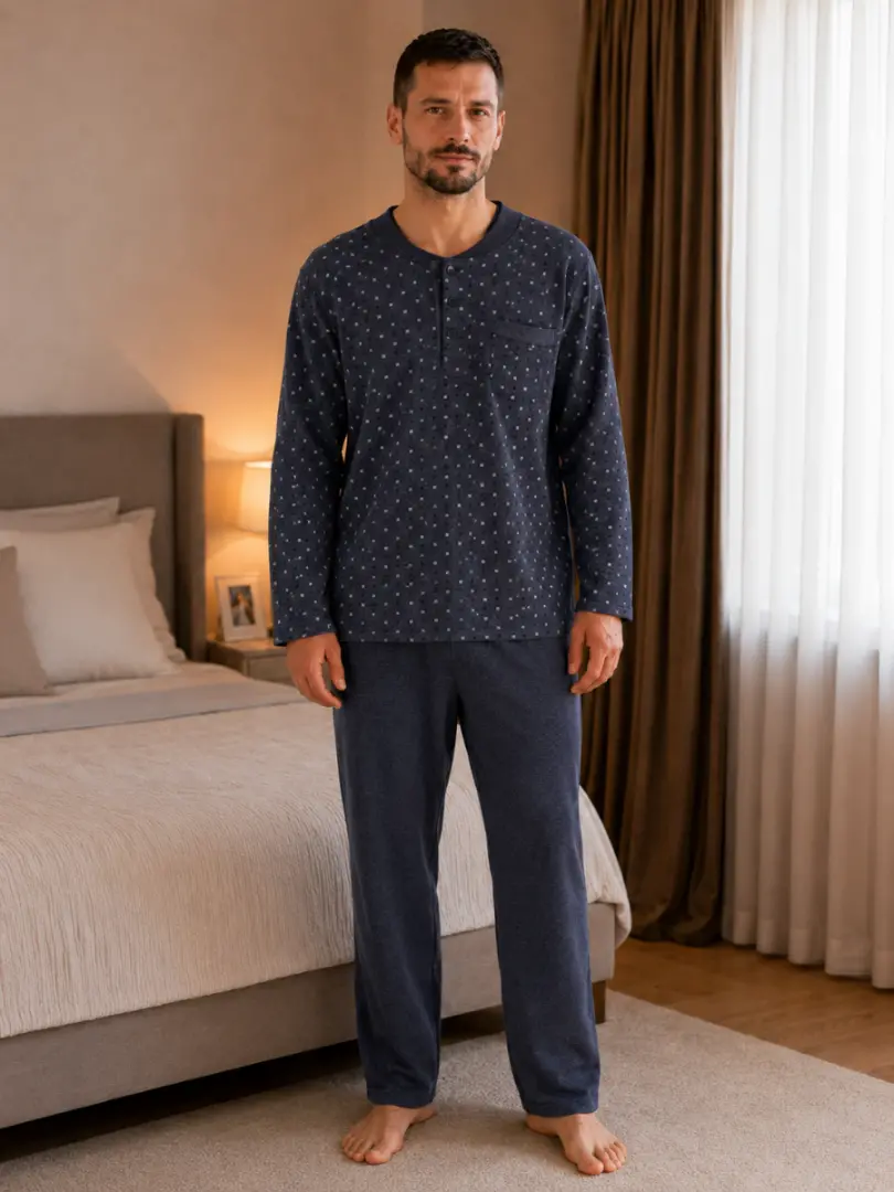 Pijama călduroasă din bumbac și fleece