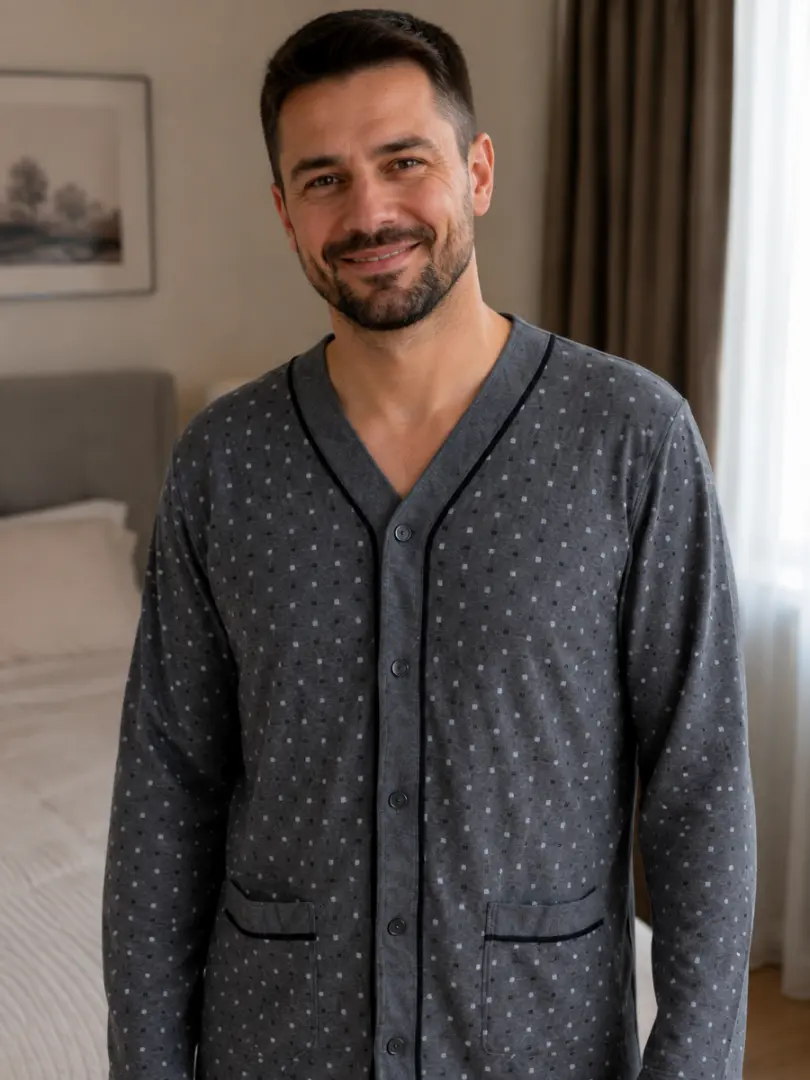 Pijama calduroasă cu nasturi
